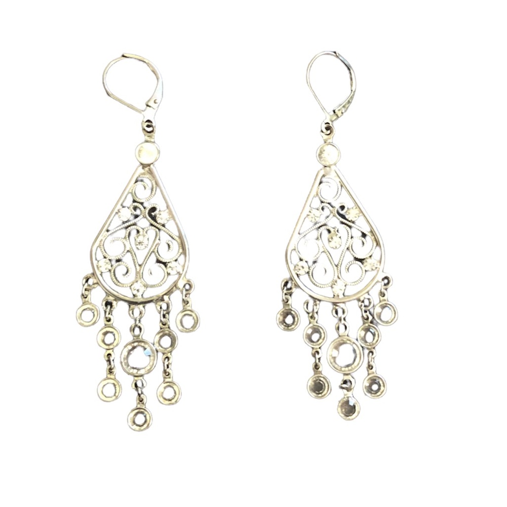 Silver crystal chandelier earrings